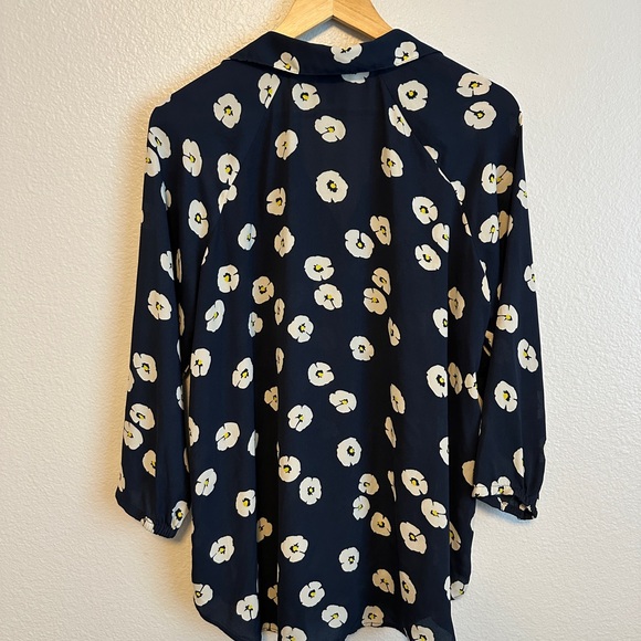 CAbi Navy Blouse with White Floral Design - Picture 3 of 4